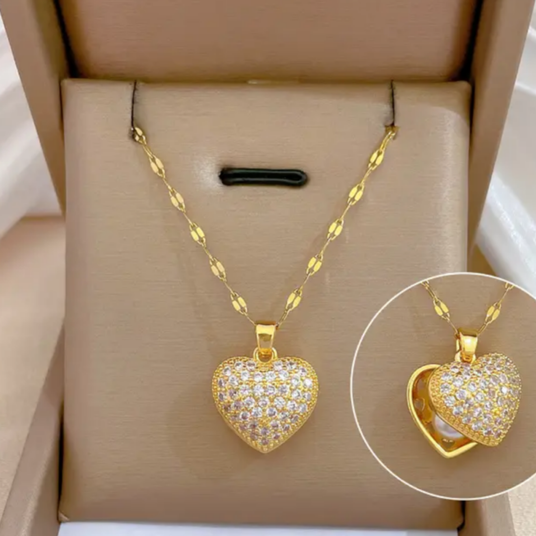 Gold Stainless Steel Heart Pendant Necklace