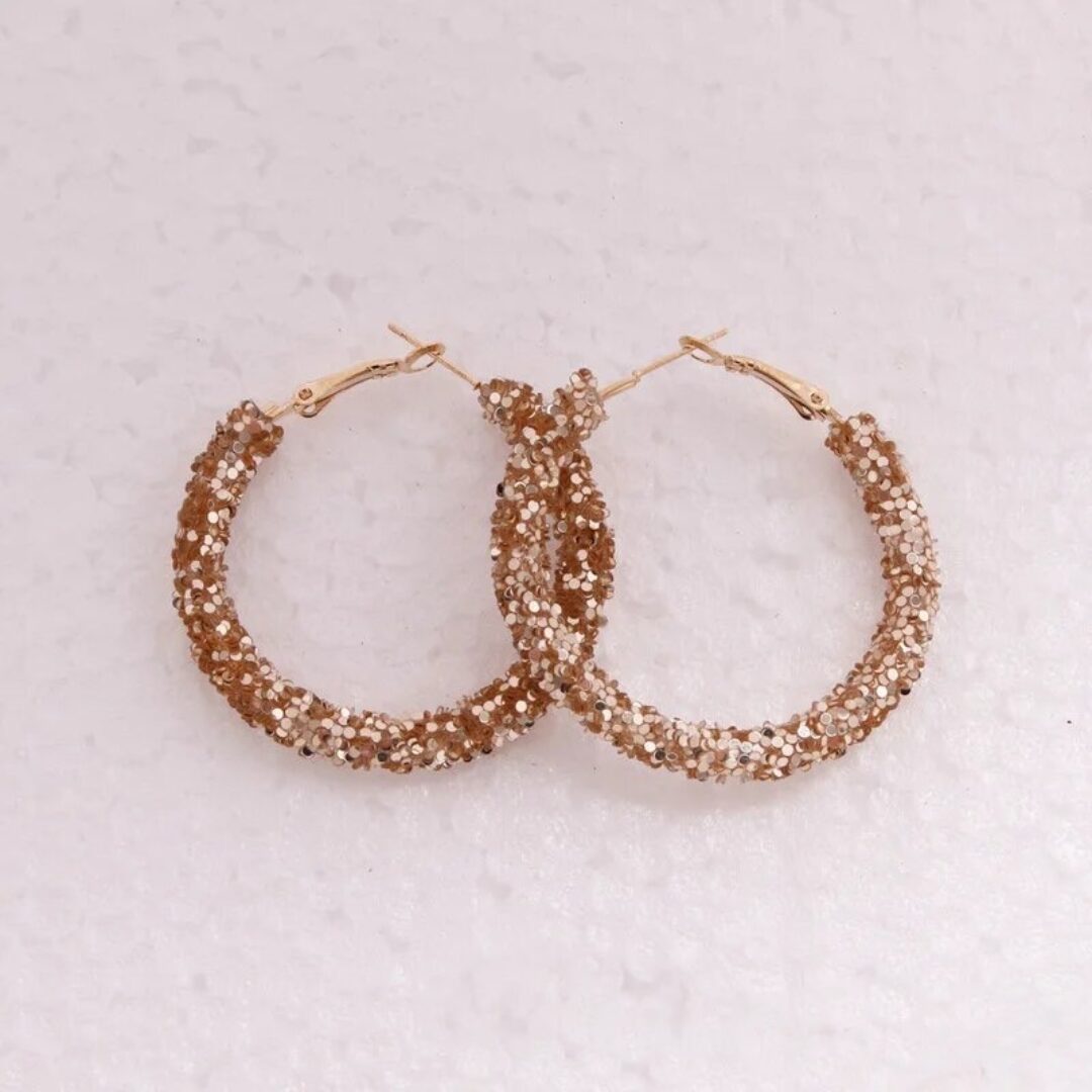 Champagne Sequins Hoop Earrings