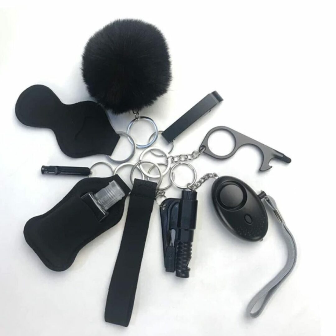 10pcs Black Self Defense Keychain Set