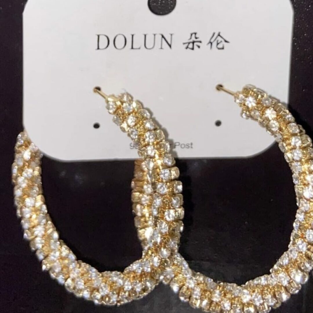 Gold Rhinestone Hoop Earrings