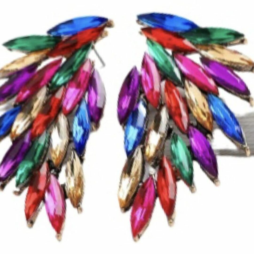 Multicolor Angel Wings Stud Cluster Earrings