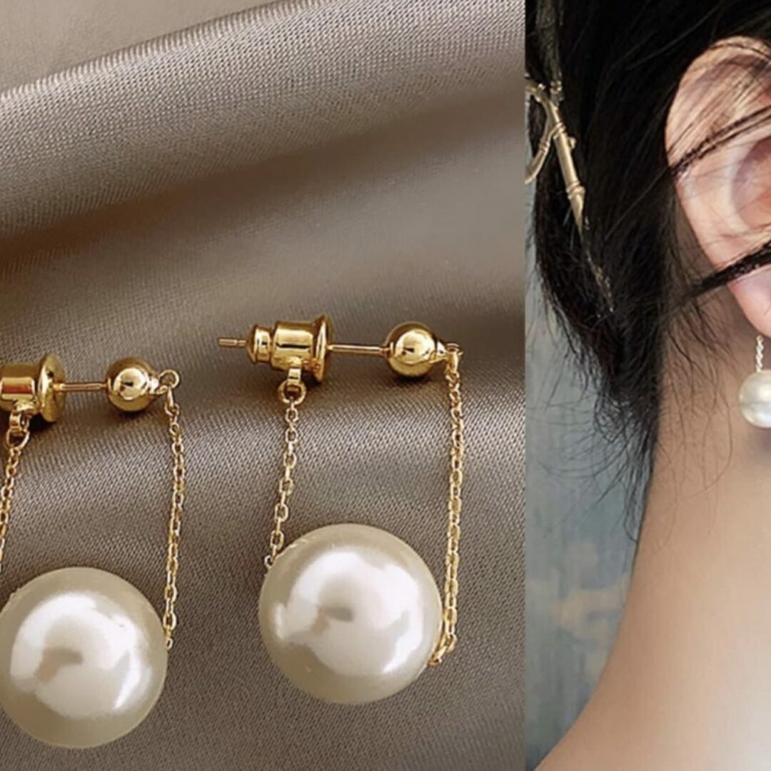 Pearl Drop Stud Earrings