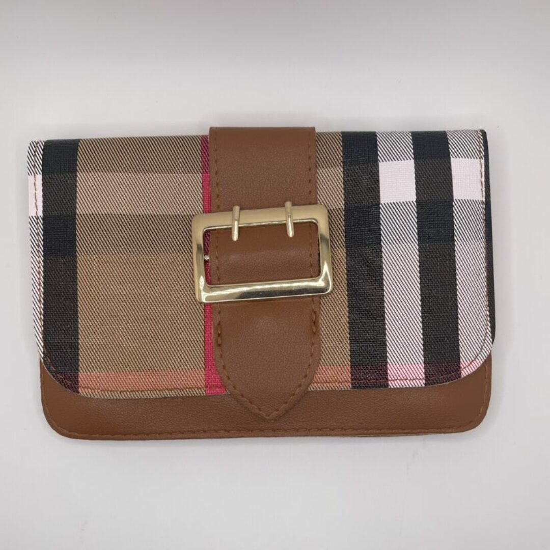 Brown Checkered Mini Purse