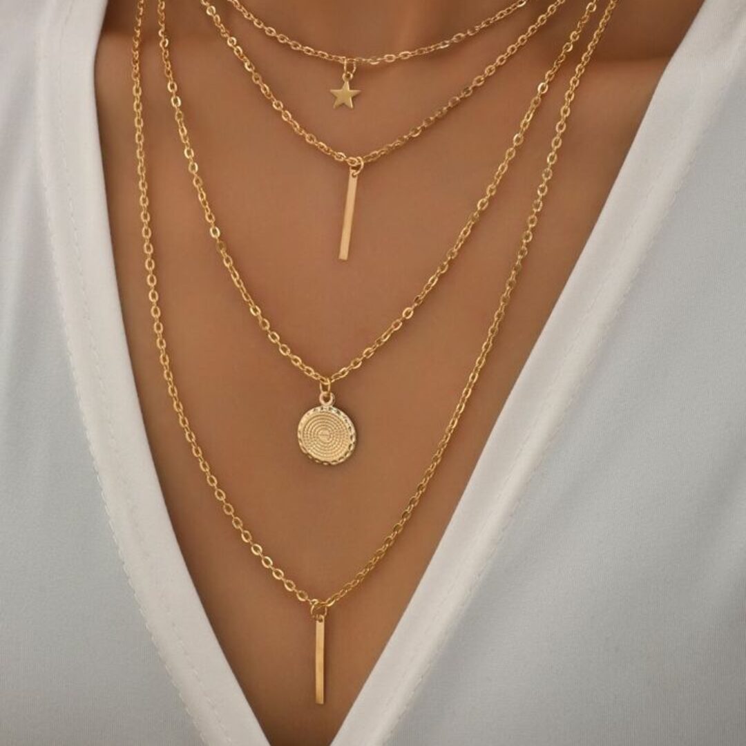 Gold Charm Layered Necklace