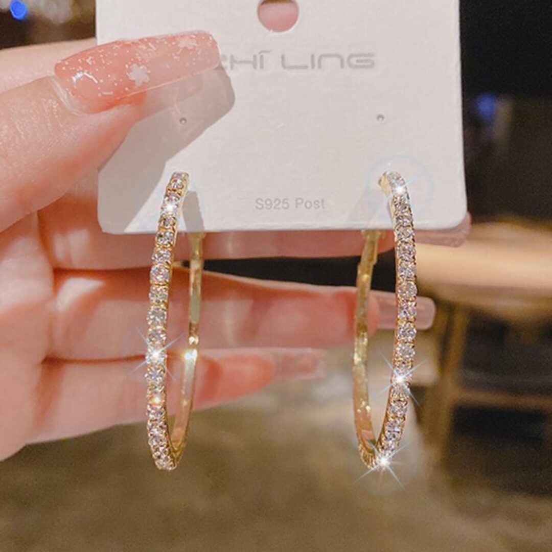 Gold Rhinestone Hoop Earrings